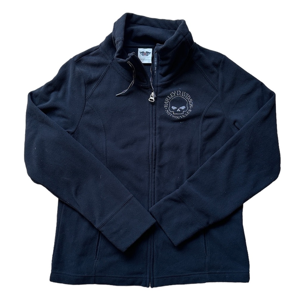 Harley-Davidson Skull Fleece Full Zip Up Jacket Black Large